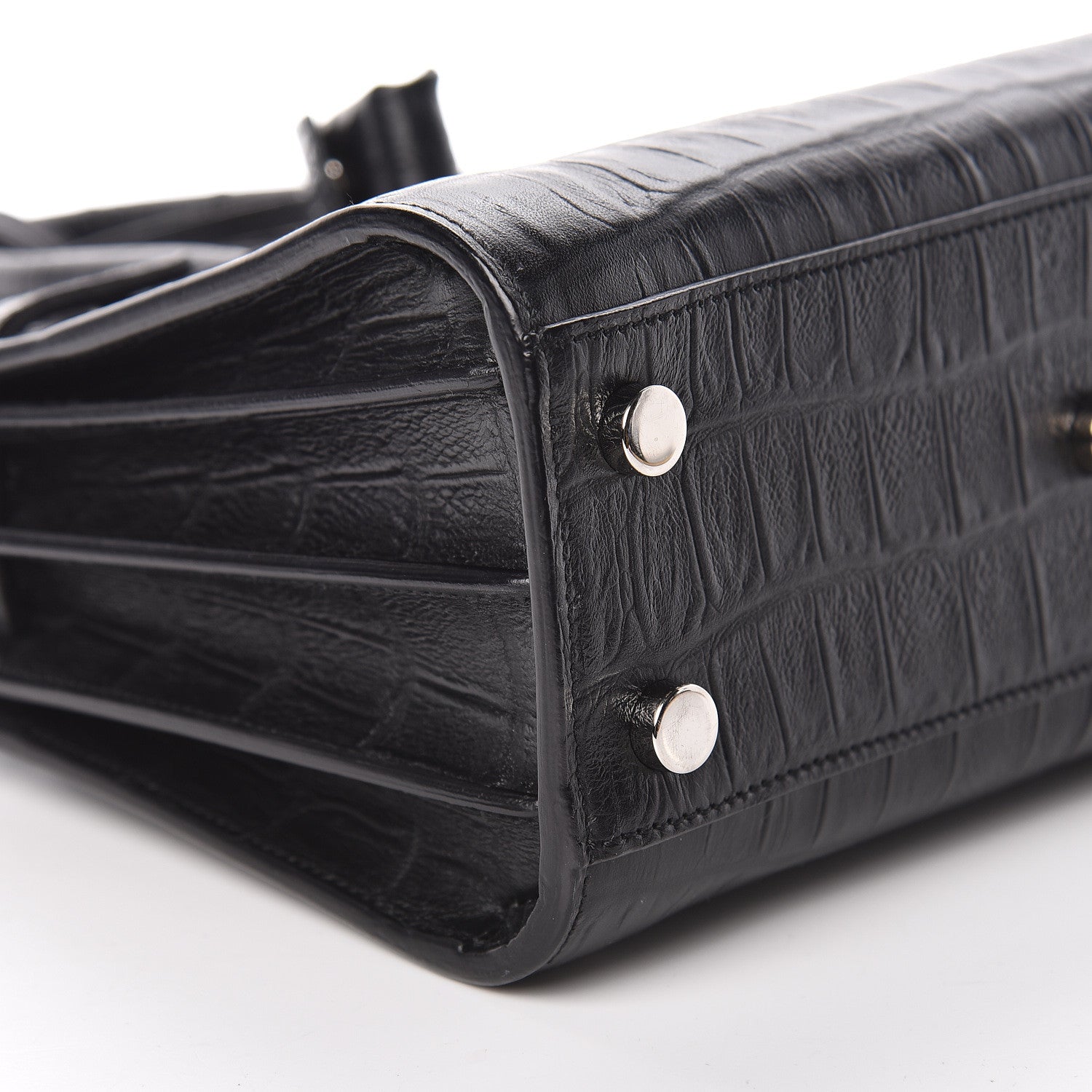 Saint Laurent Calfskin Crocodile Embossed Nano Sac De Jour Black 10 of 11