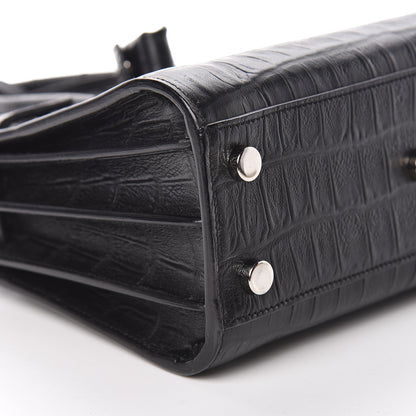 Saint Laurent Calfskin Crocodile Embossed Nano Sac De Jour Black 10 of 11