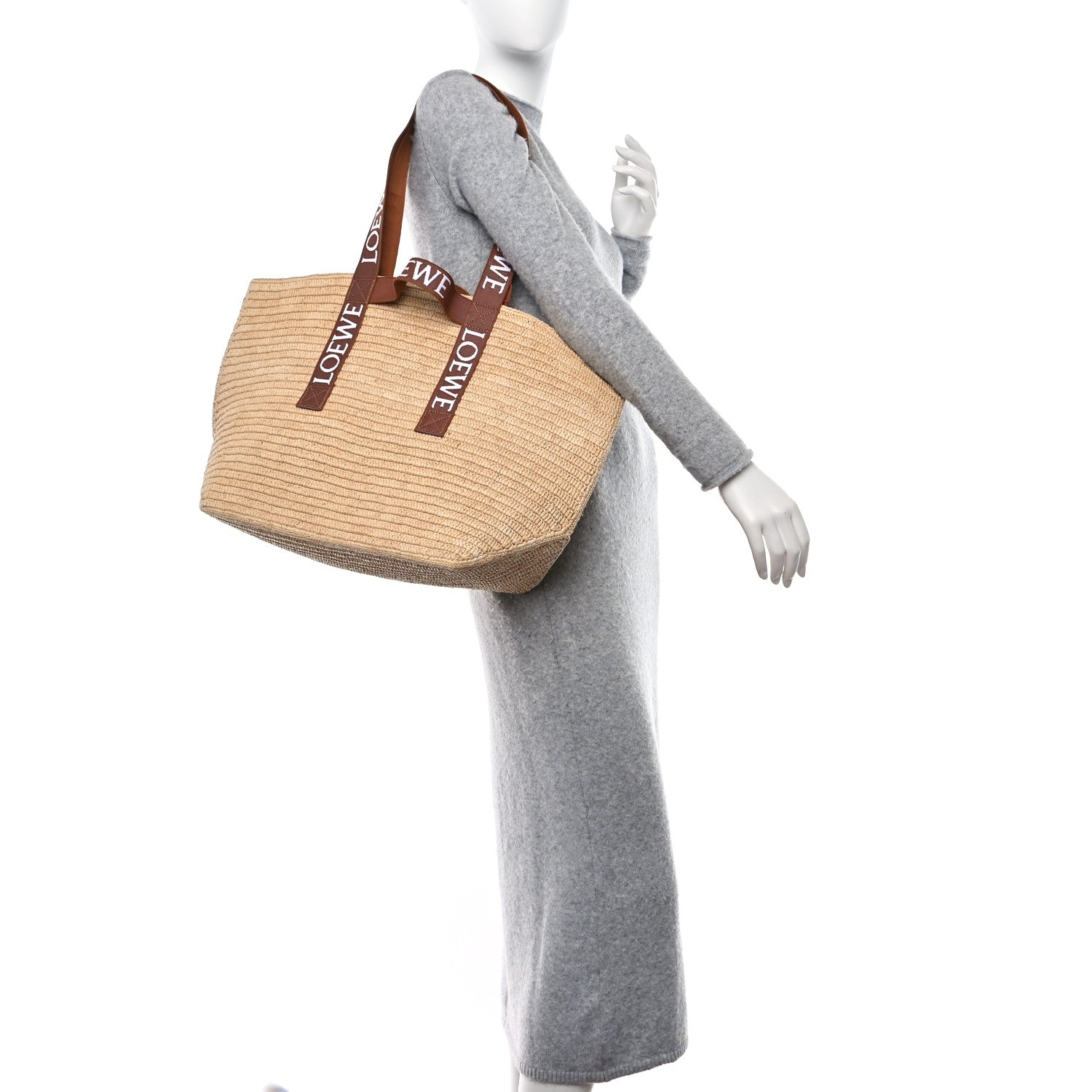 Loewe Raffia Paulas Ibiza Fold Shopper Tote Natural Tan 2 of 12