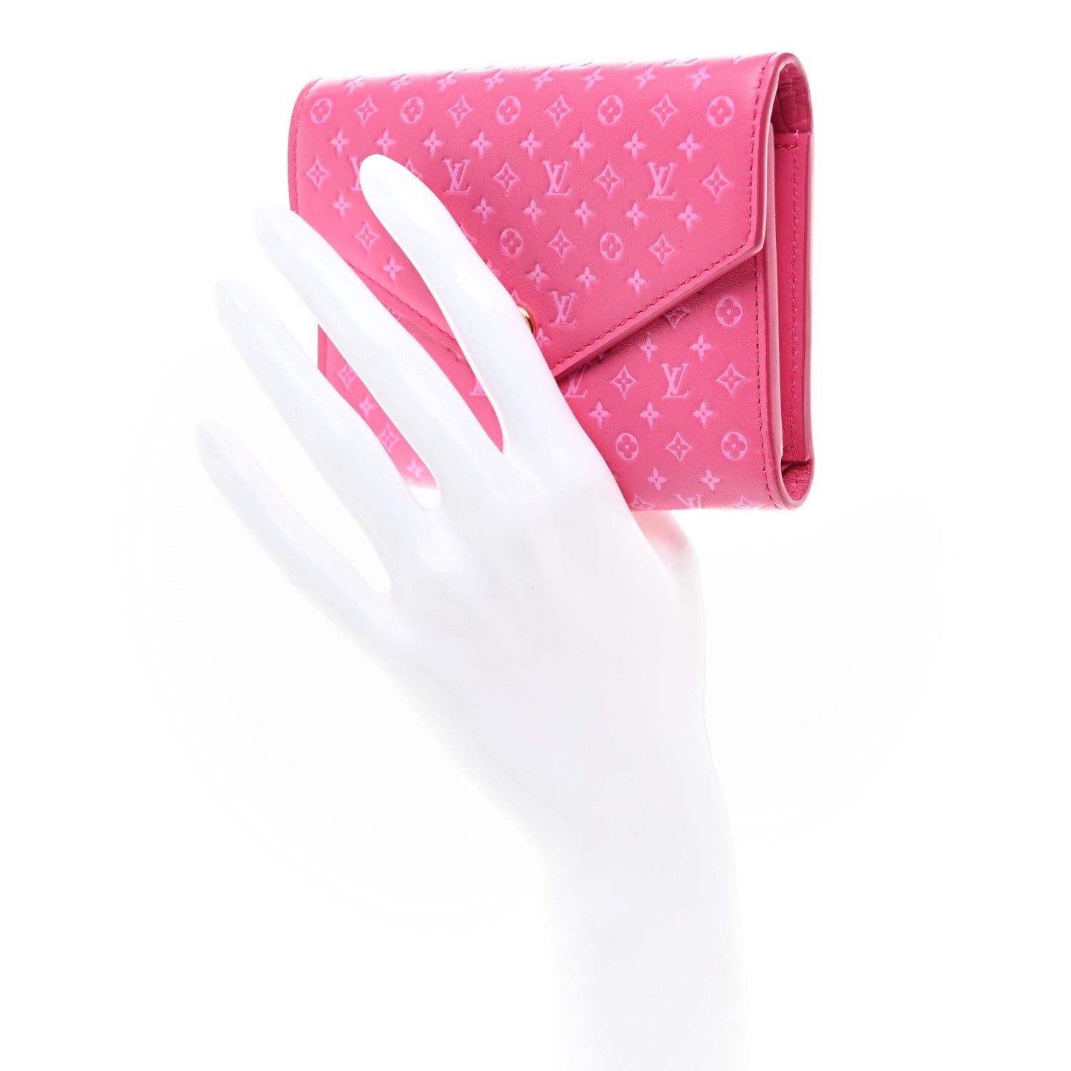 Louis Vuitton Calfskin Nanogram Embossed Victorine Wallet Rose 2 of 6