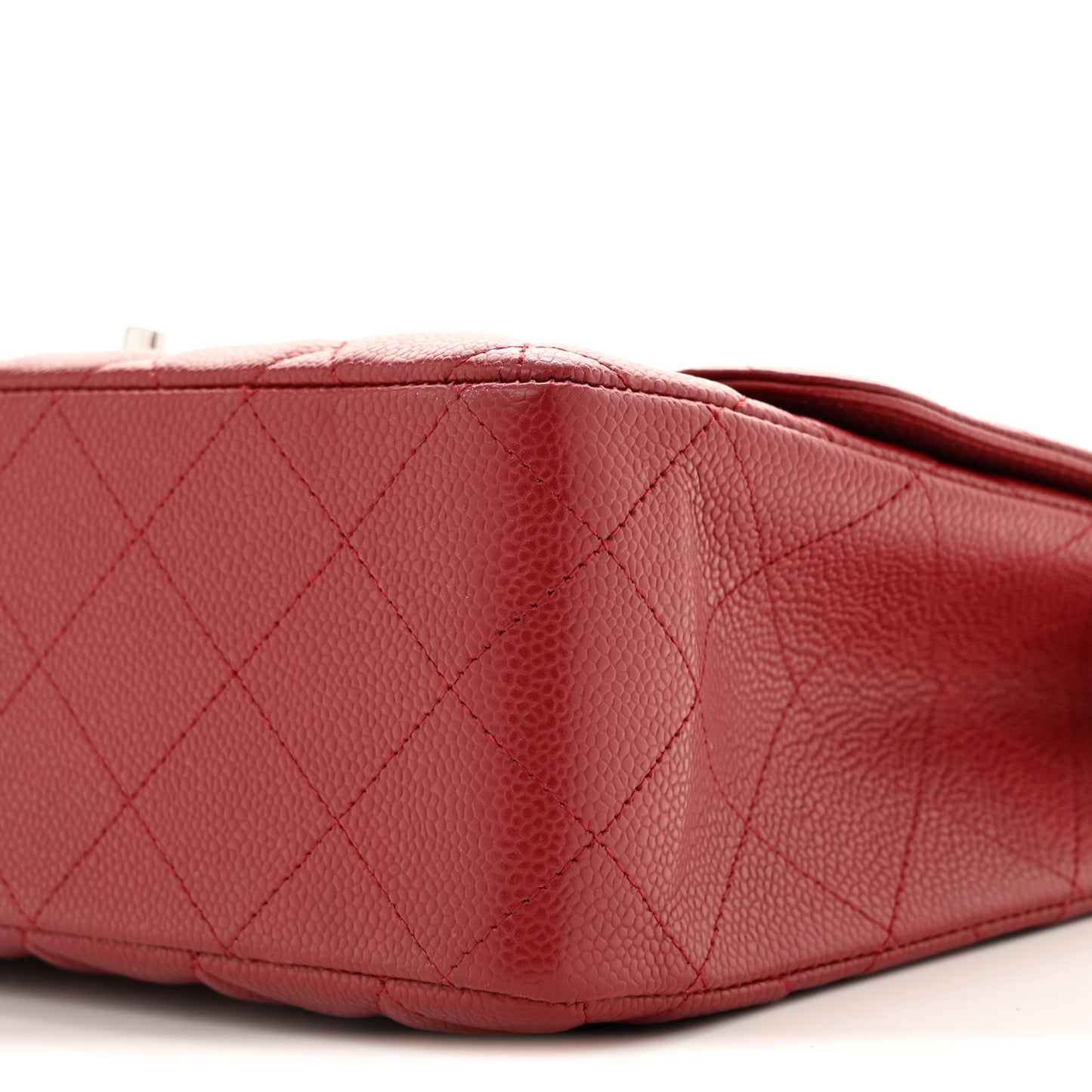 Caviar Quilted Jumbo Single Flap Dark Red