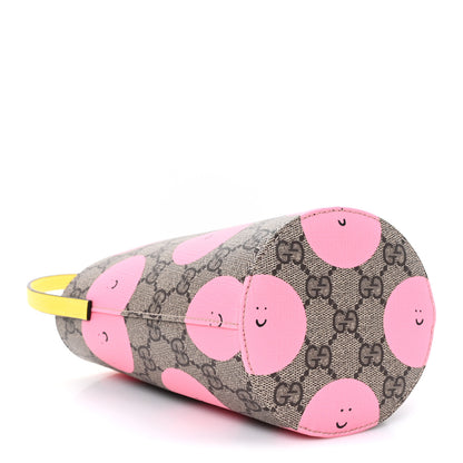 Gucci GG Supreme Monogram Childrens Printed Smile Bucket Bag Beige Dark Brown Yellow Pink 4 of 10