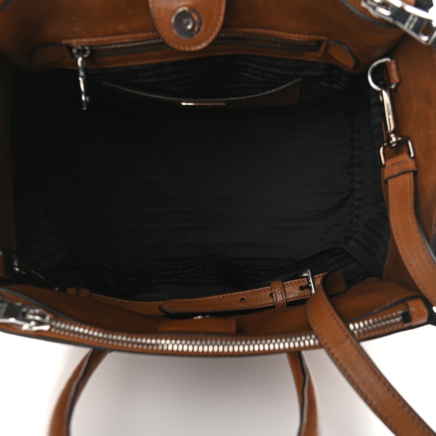 Prada Glace Calf Twin Pocket Tote Cannella 9 of 20
