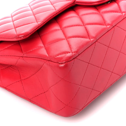 Chanel Lambskin Quilted Medium Double Flap Dark Pink 9 of 11