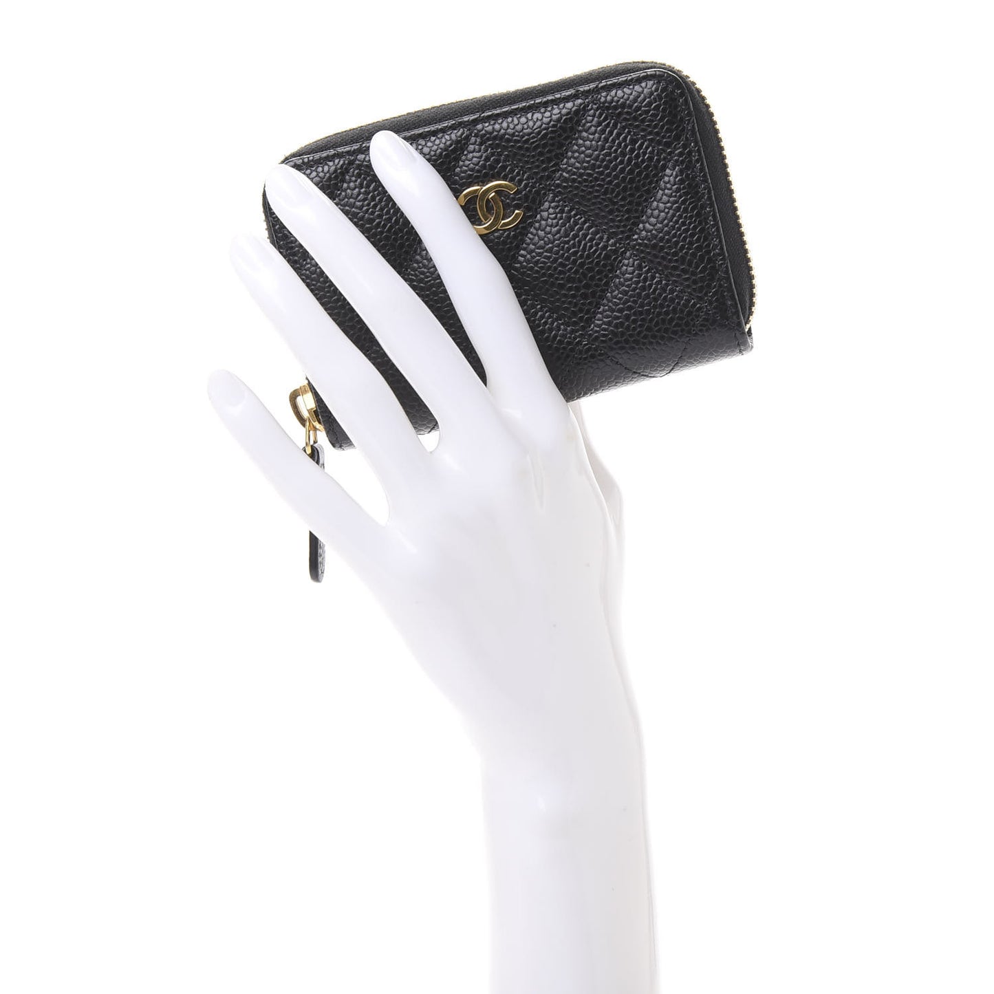 Caviar Quilted Zip Coin Purse Black