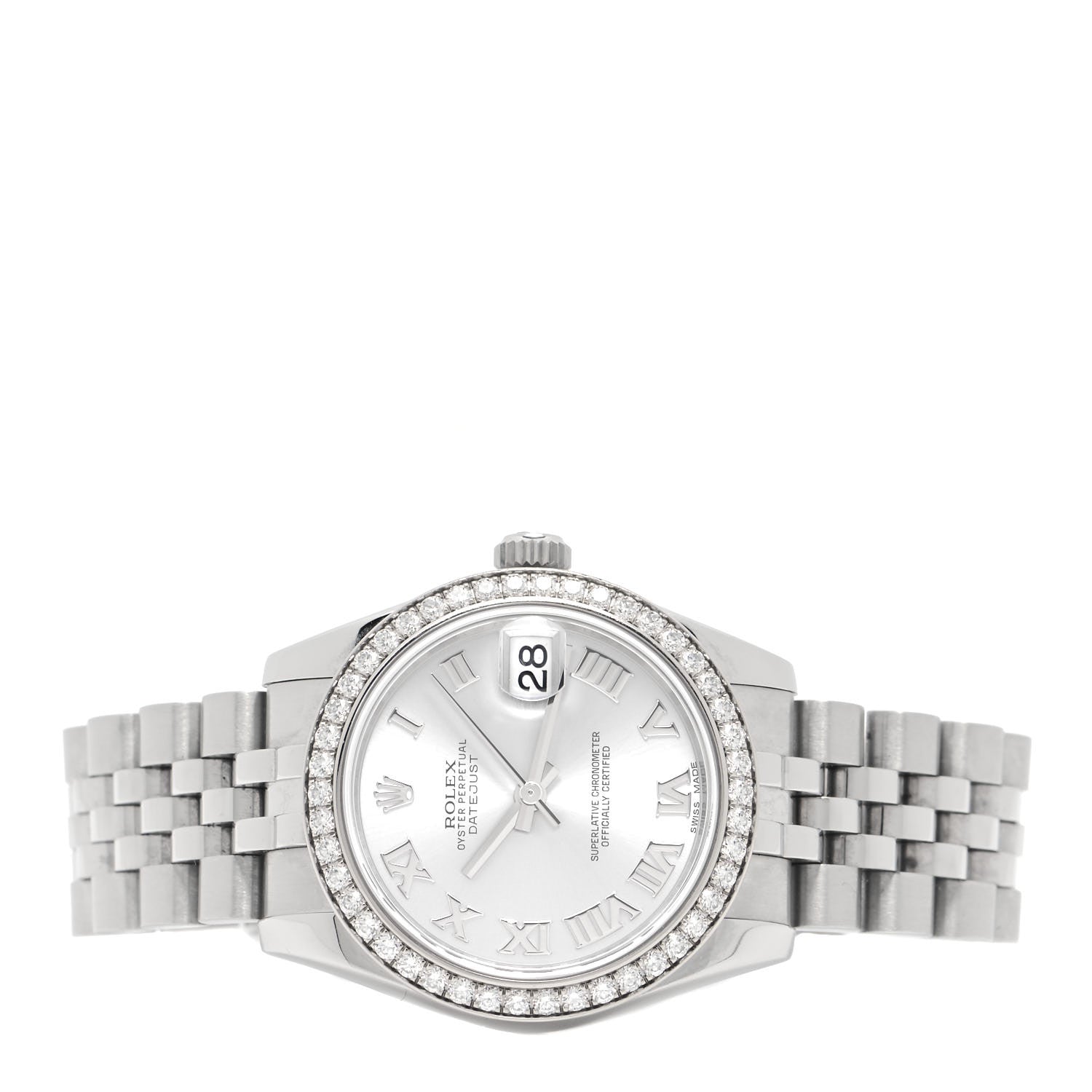 Rolex Stainless Steel 18K White Gold Diamond 31mm Oyster Perpetual Datejust Watch White Roman 178384 2 of 5