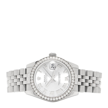 Rolex Stainless Steel 18K White Gold Diamond 31mm Oyster Perpetual Datejust Watch White Roman 178384 2 of 5