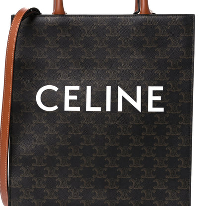 Celine Triomphe Canvas Calfskin Small Vertical Cabas Tan 7 of 10
