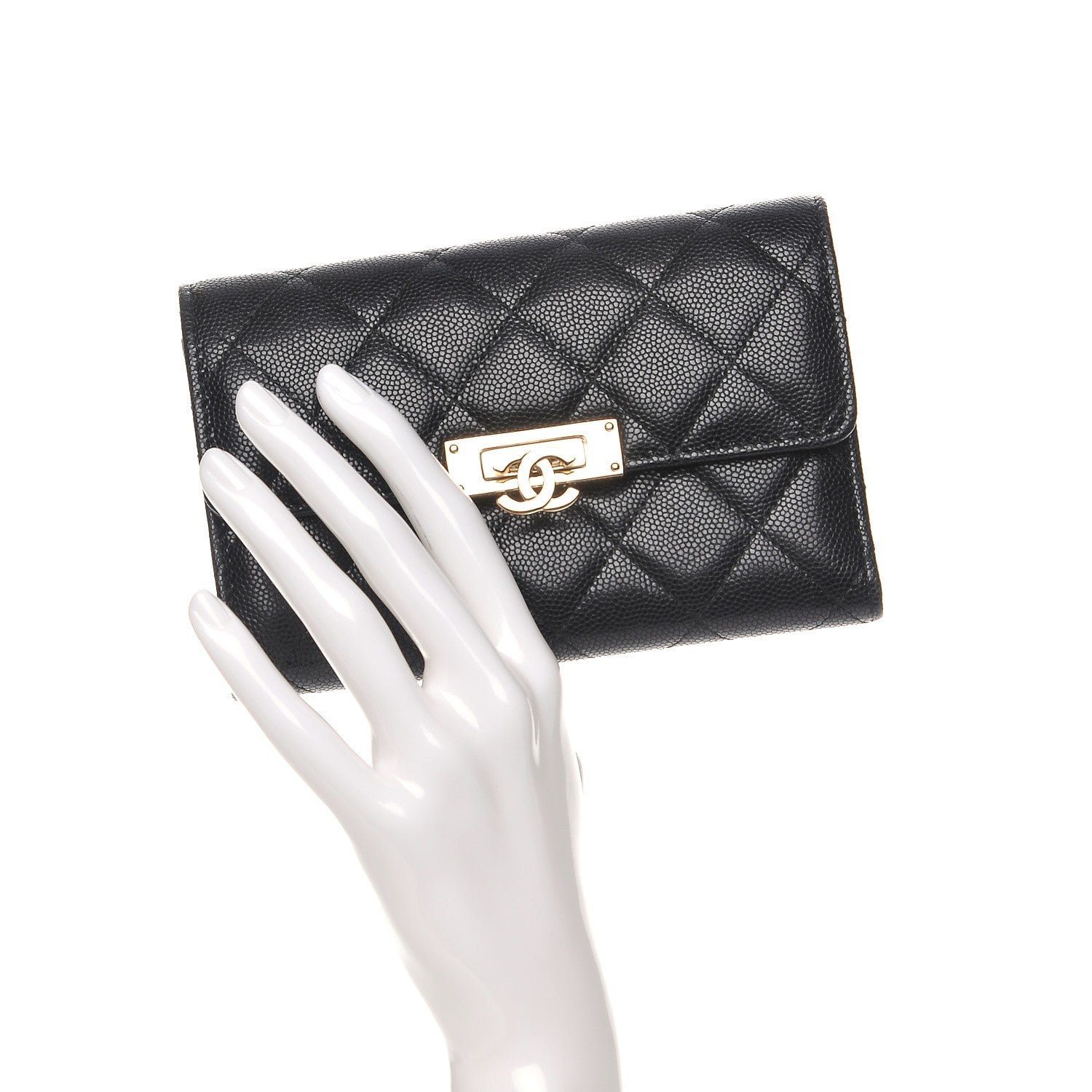 Chanel Caviar Quilted Small Golden Class Flap Wallet Black 2 of 10
