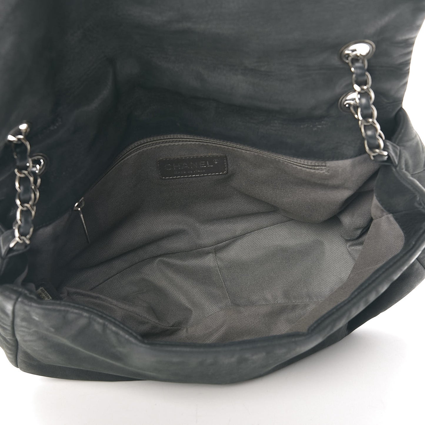 Iridescent Calfskin Glint Flap Grey