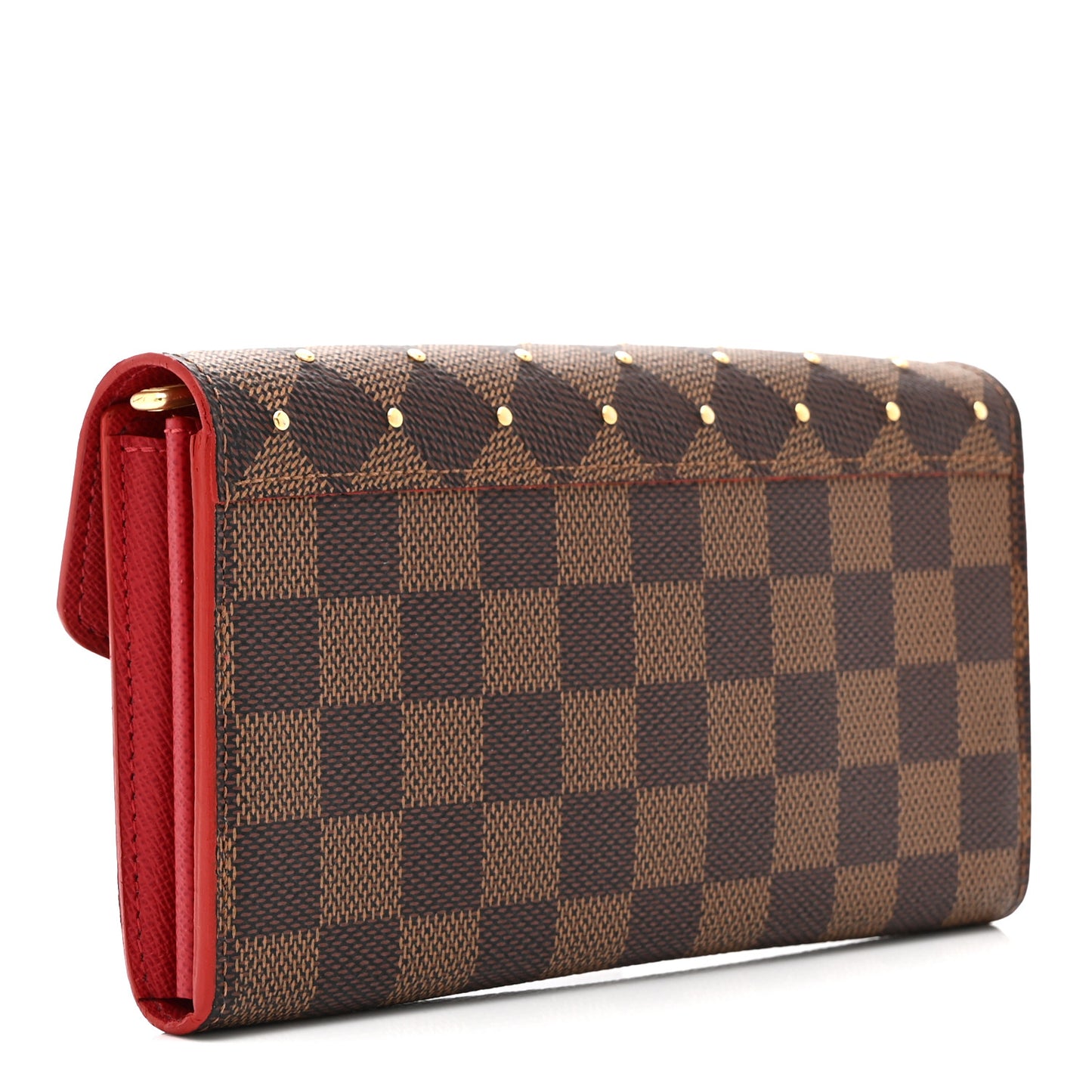 Damier Ebene Studded Sarah Wallet NM Cherry
