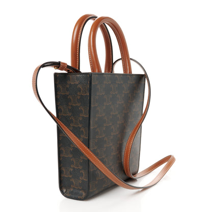 Celine Triomphe Canvas Calfskin Mini Vertical Cabas Tan 3 of 10