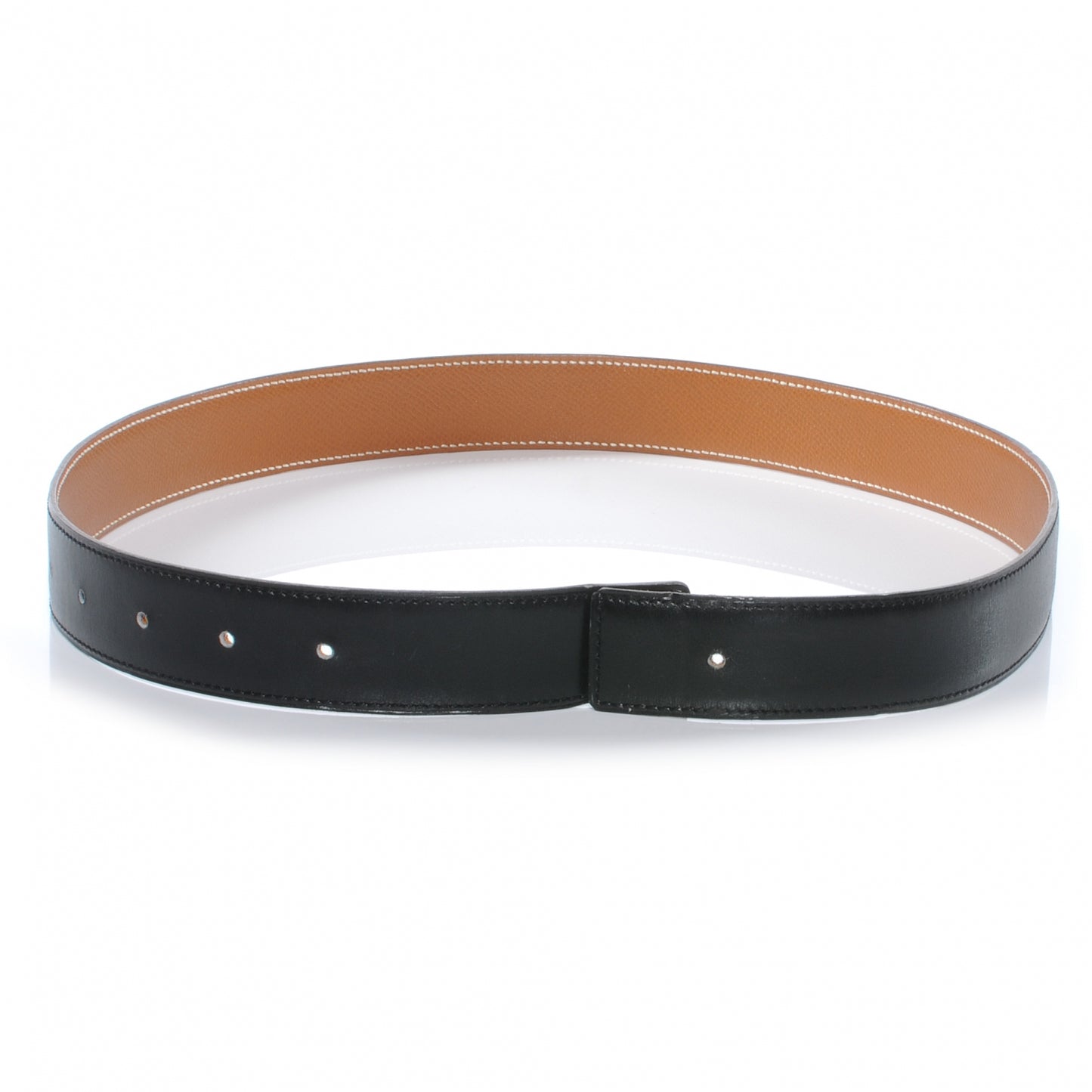 Box Courchevel Reversible Belt Strap Noir Gold 80