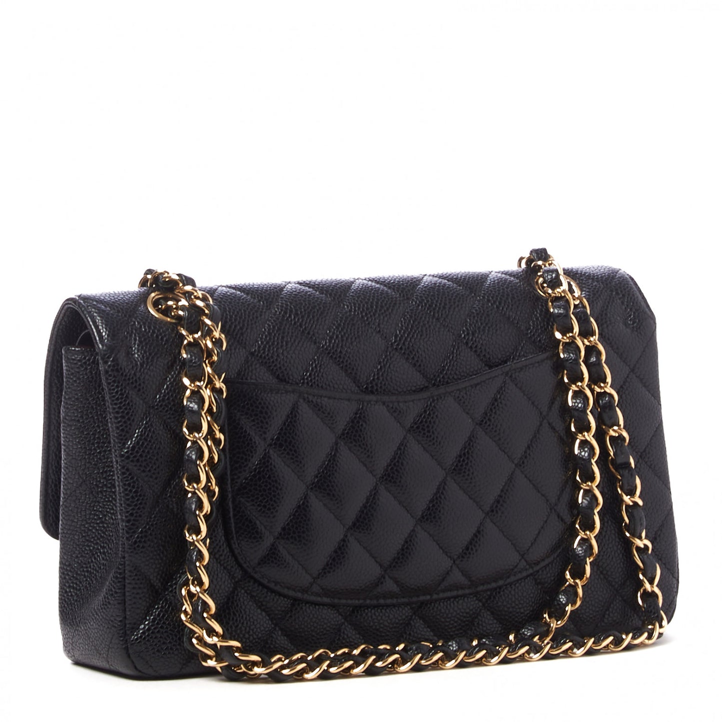 Caviar Quilted Medium Double Flap Black