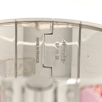 Hermes Enamel Printed Wide Square Bolduc Hinged Bracelet S Life In Orange 4 of 5