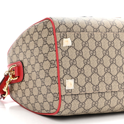 Gucci GG Supreme Monogram Rose Embroidered Medium Boston Hibiscus Red 10 of 11