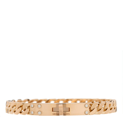 Hermes 18K Rose Gold Diamond PM Kelly Chaine Bracelet SH 1 of 5