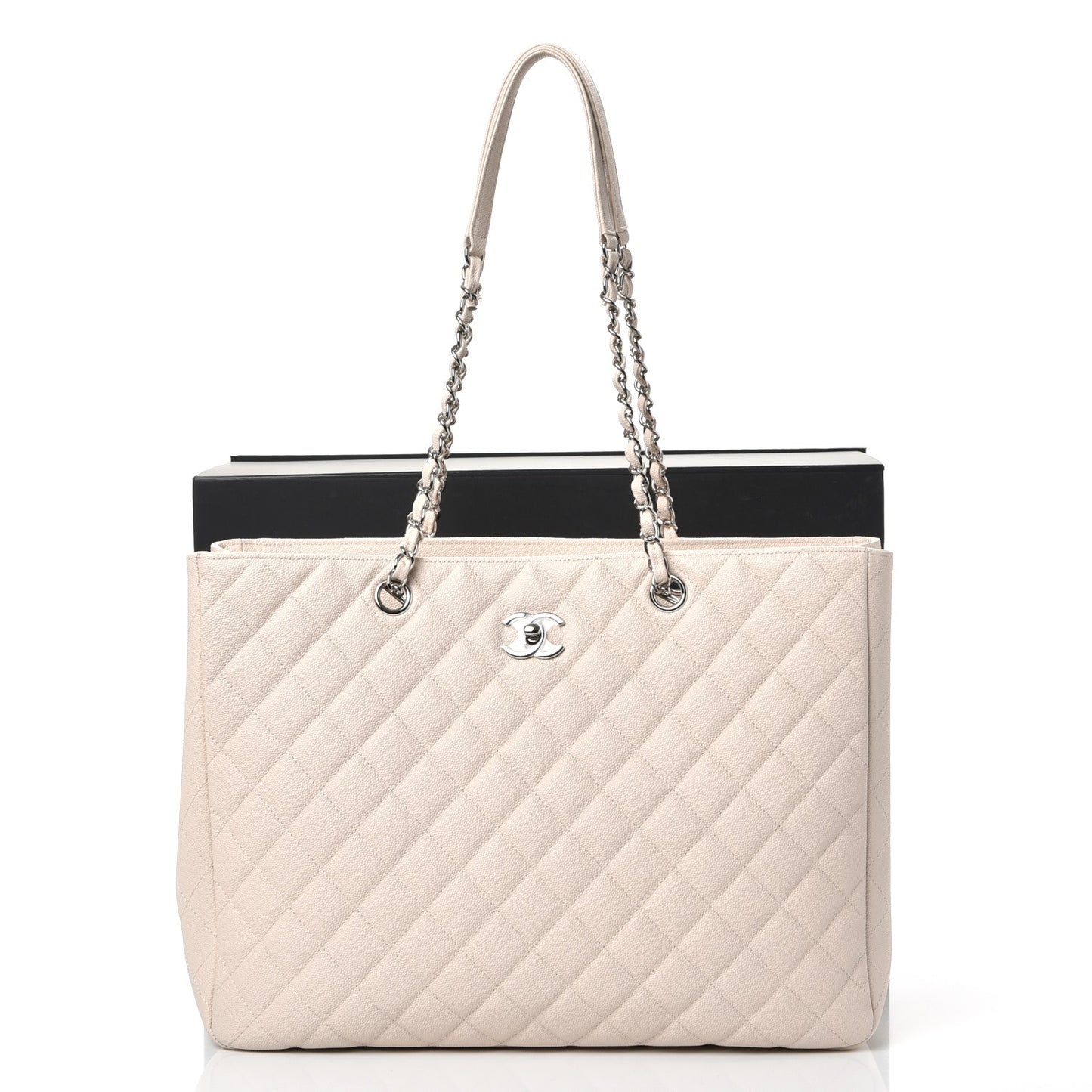 Caviar Quilted Timeless Tote Light Beige