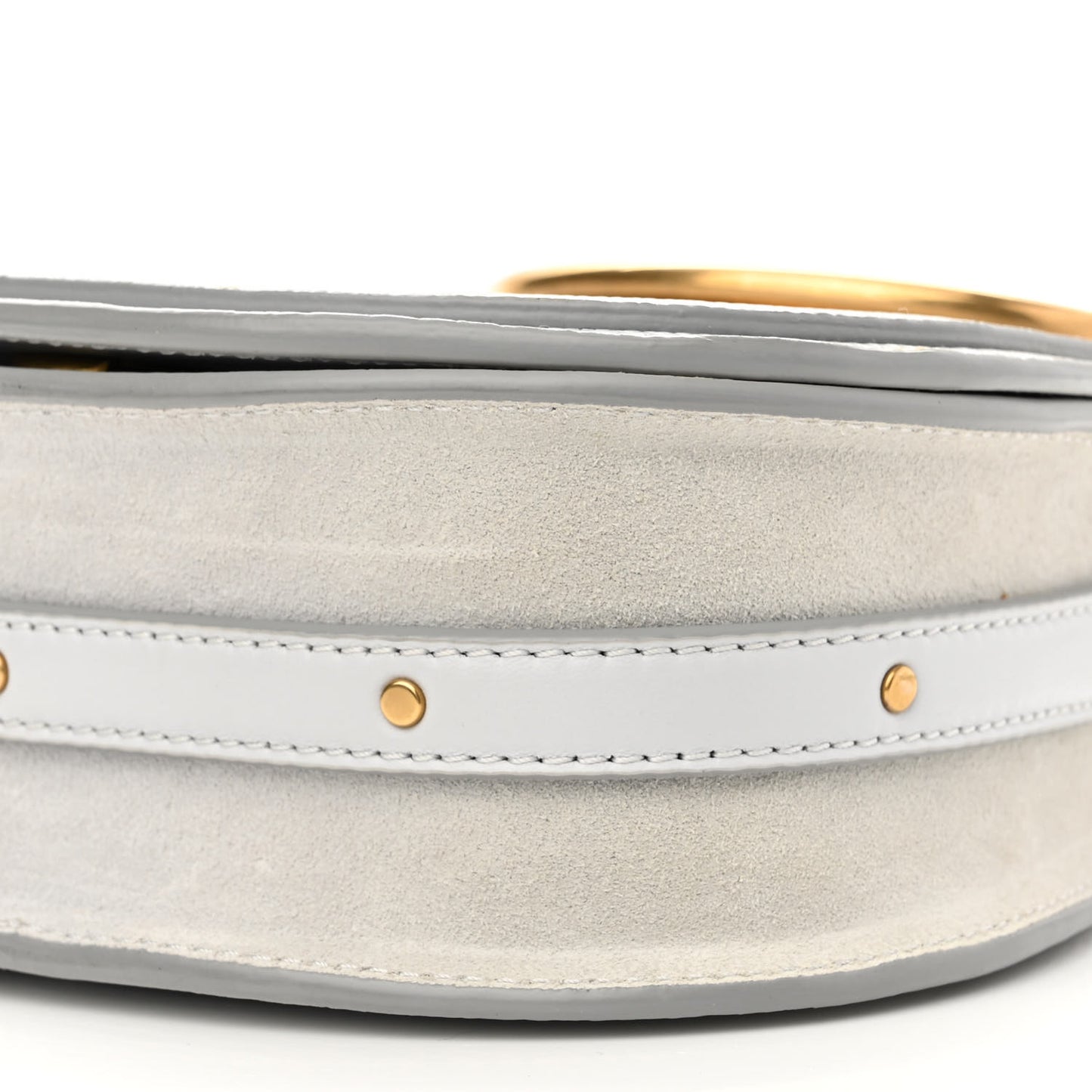 Calfskin Suede Lizard Embossed Small Nile Bracelet Bag Light Cloud