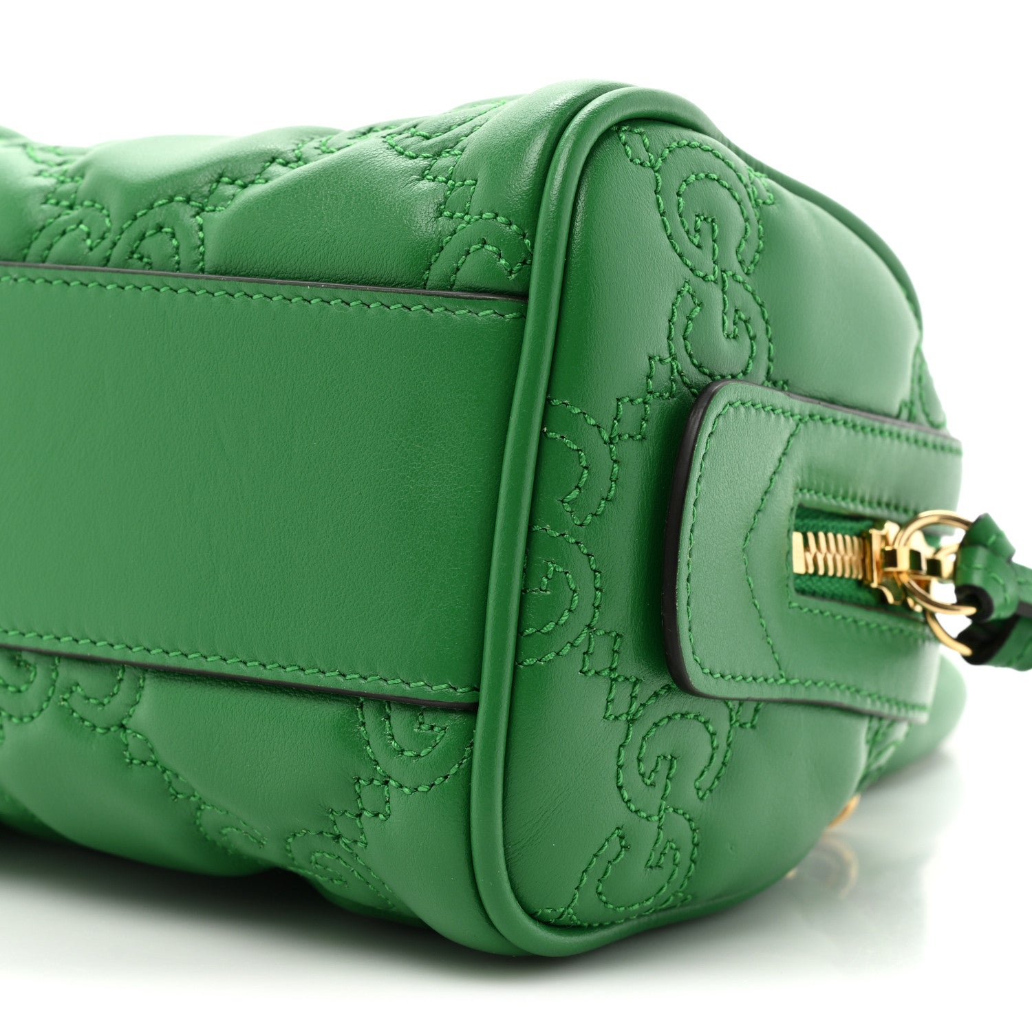 Gucci Calfskin GG Matelasse Mini Bowler Bag Spring Green Natural 8 of 10