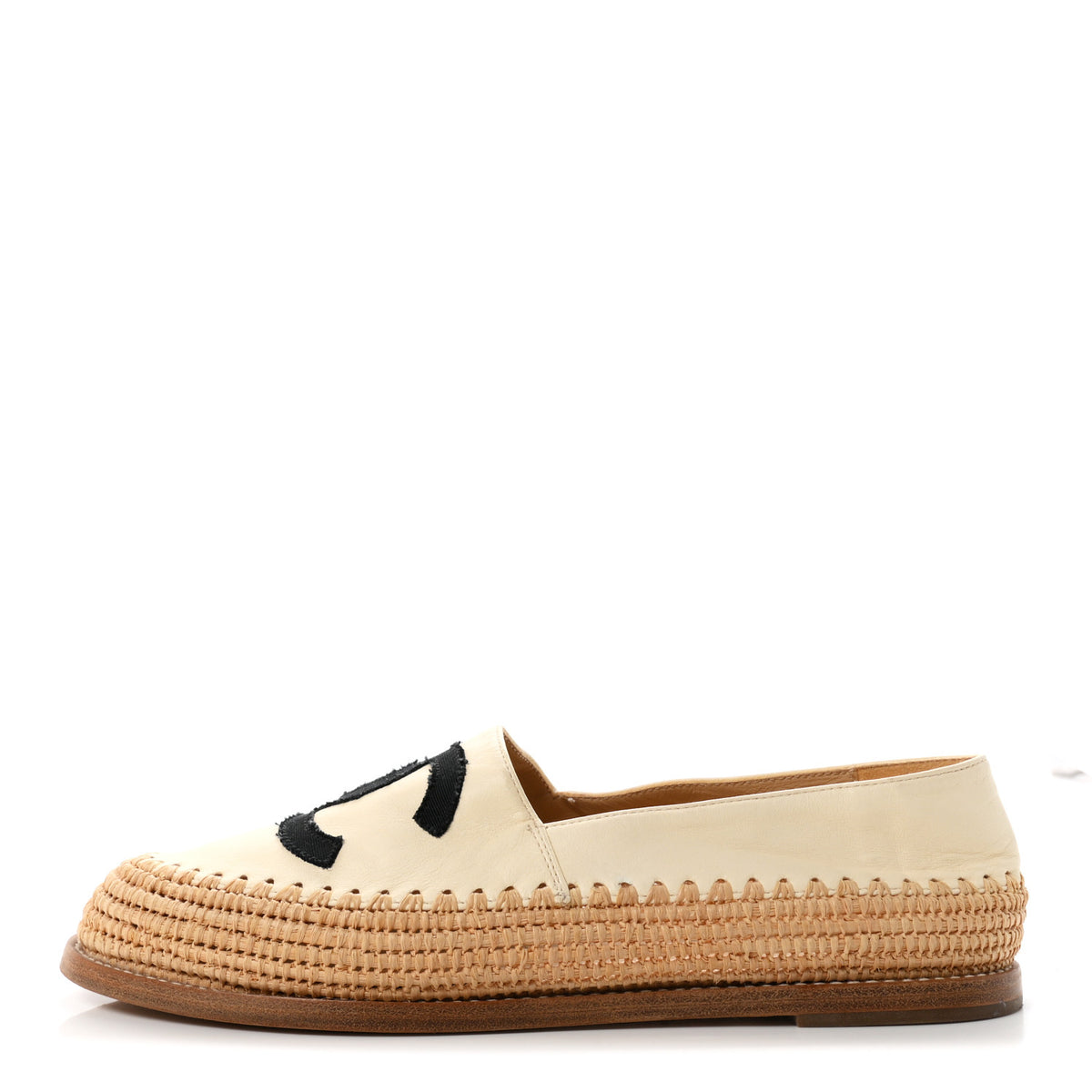Lambskin Grosgrain CC Espadrilles 38 Beige Black