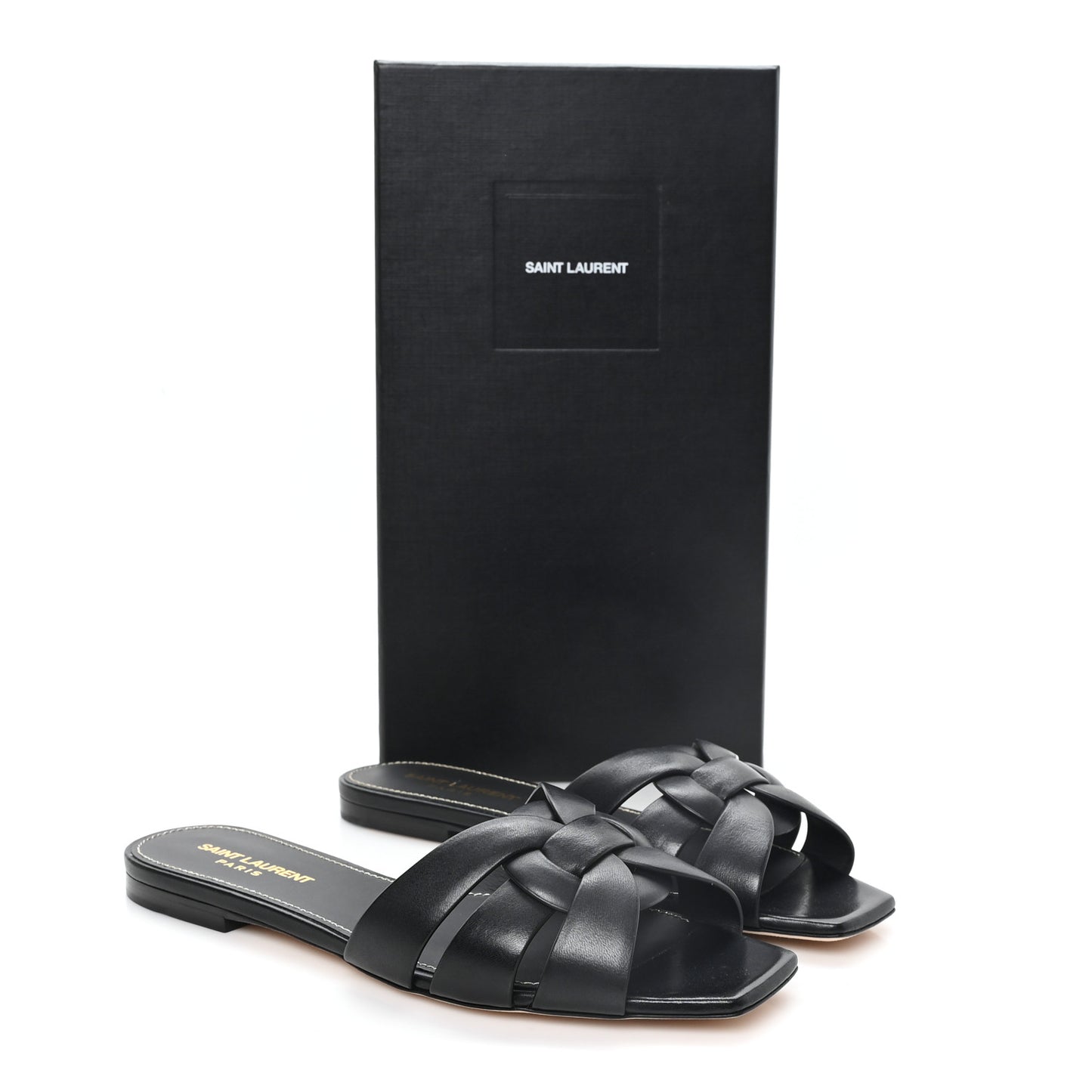 Calfskin Tribute 05 Slide Sandals 38 Black