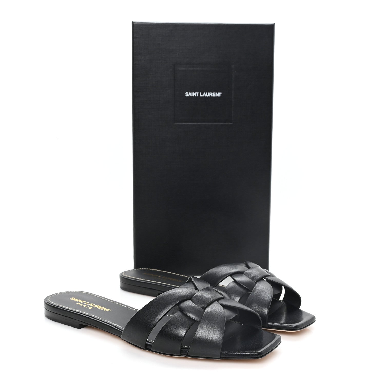 Saint Laurent Calfskin Tribute 05 Slide Sandals 38 Black 10 of 10