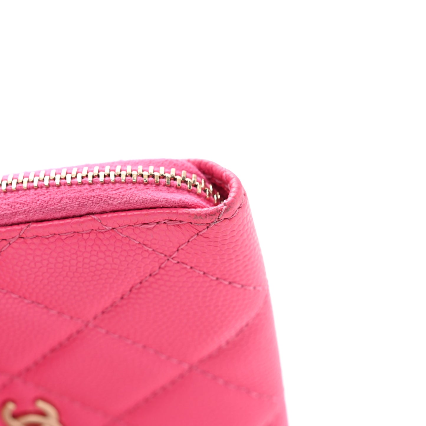 Caviar Quilted Zipped Key Holder Case Pink