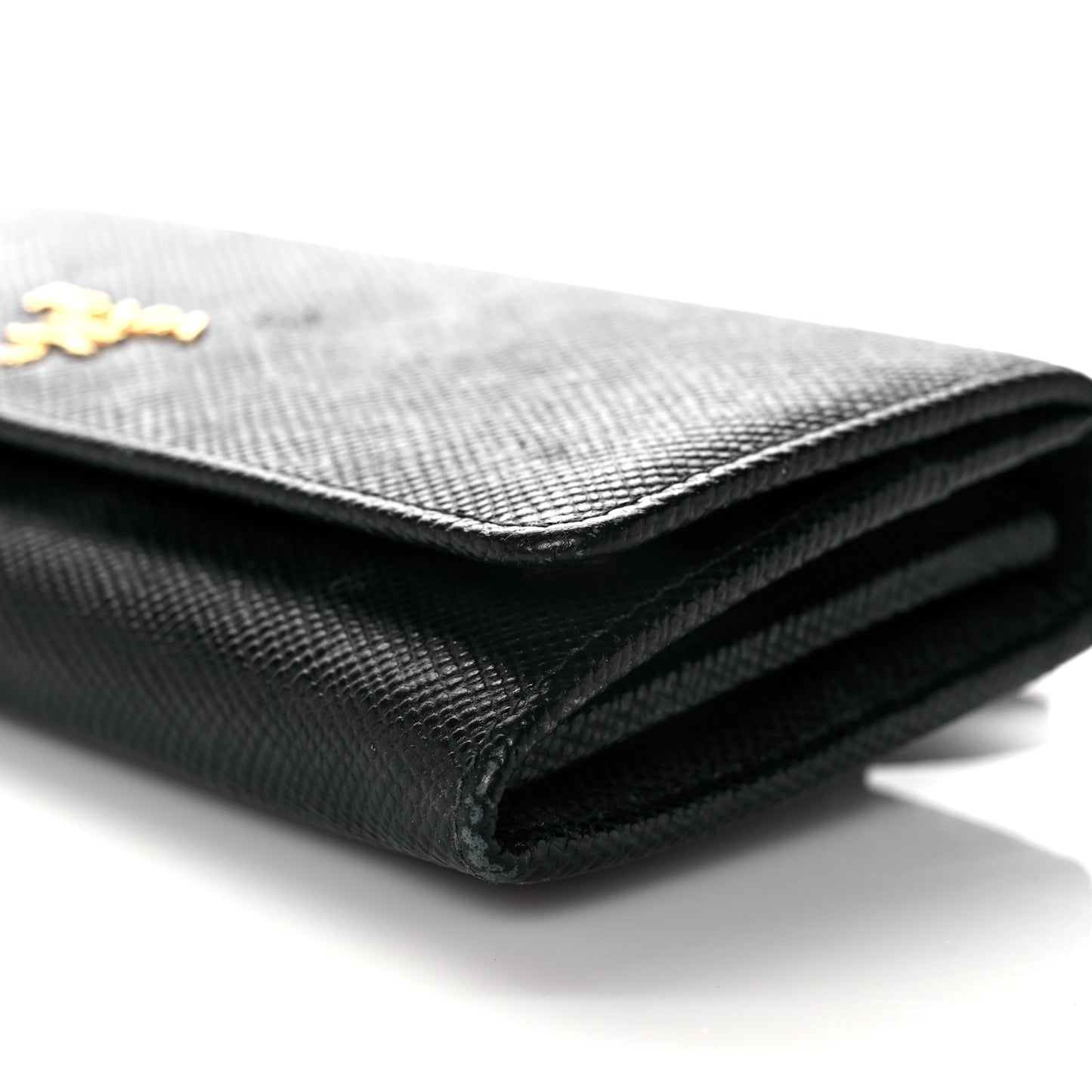 Saffiano Metal Continental Flap Wallet Black