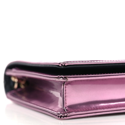 Christian Dior Metallic Patent Micro-Cannage Diorama Wallet on Chain Pouch Pink 9 of 10
