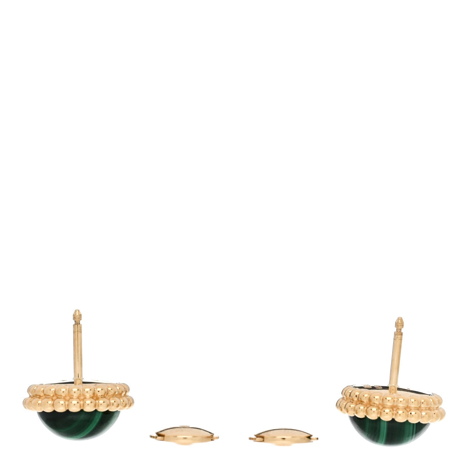 Van Cleef & Arpels 18K Yellow Gold Malachite Perlee Couleurs Earrings 3 of 5