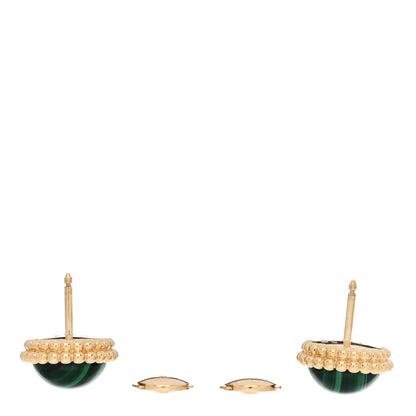 Van Cleef & Arpels 18K Yellow Gold Malachite Perlee Couleurs Earrings 3 of 5