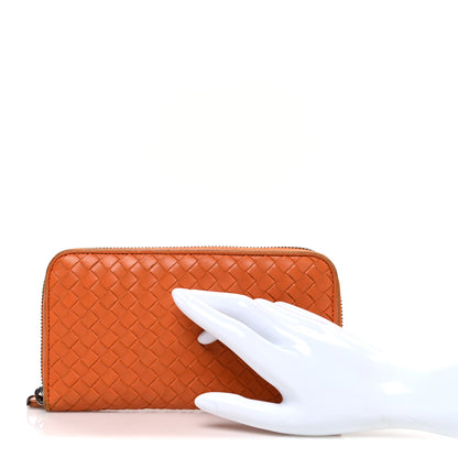 Bottega Veneta Nappa Intrecciato Zip Around Wallet Orange 2 of 9