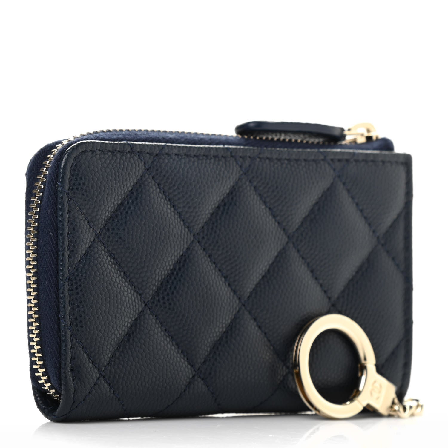 Chanel Caviar Quilted Zipped Key Holder Case Navy 3 of 7