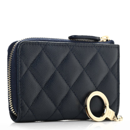 Chanel Caviar Quilted Zipped Key Holder Case Navy 3 of 7