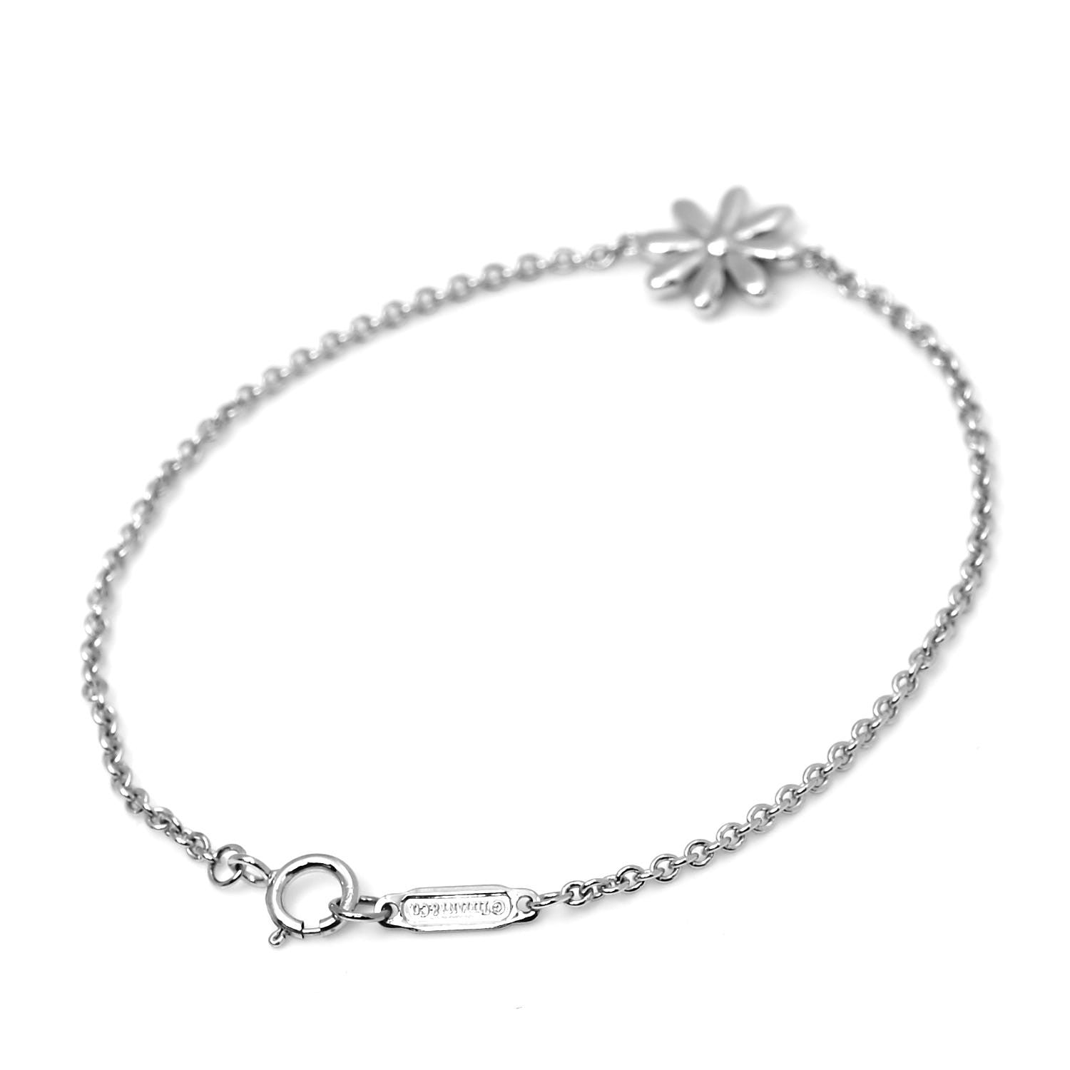 Tiffany 18K White Gold Diamond Enchant Garden Flower Bracelet 3 of 5