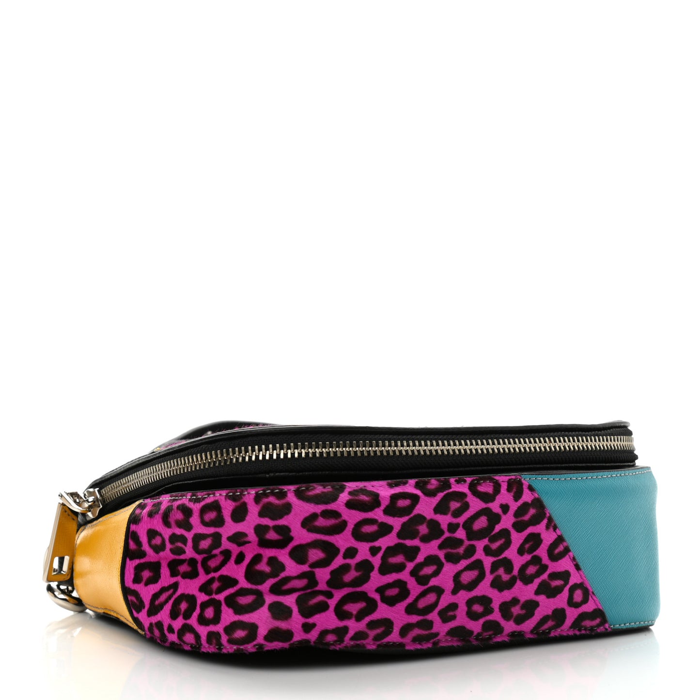 Calfskin Print Nomad Patchwork Saddle Bag Black Multicolor