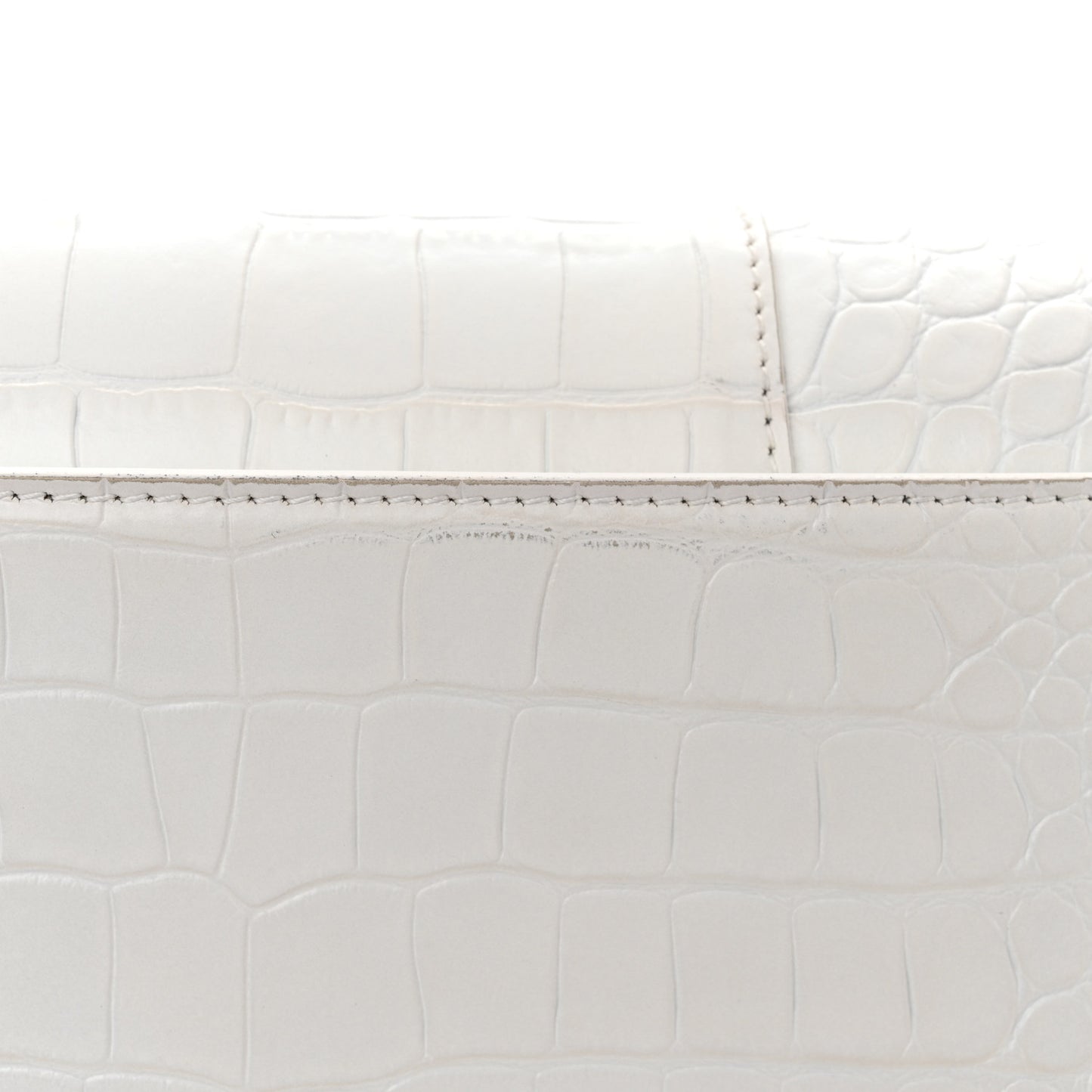 Shiny Calfskin Crocodile Embossed Small Hourglass Sling Shoulder Bag White
