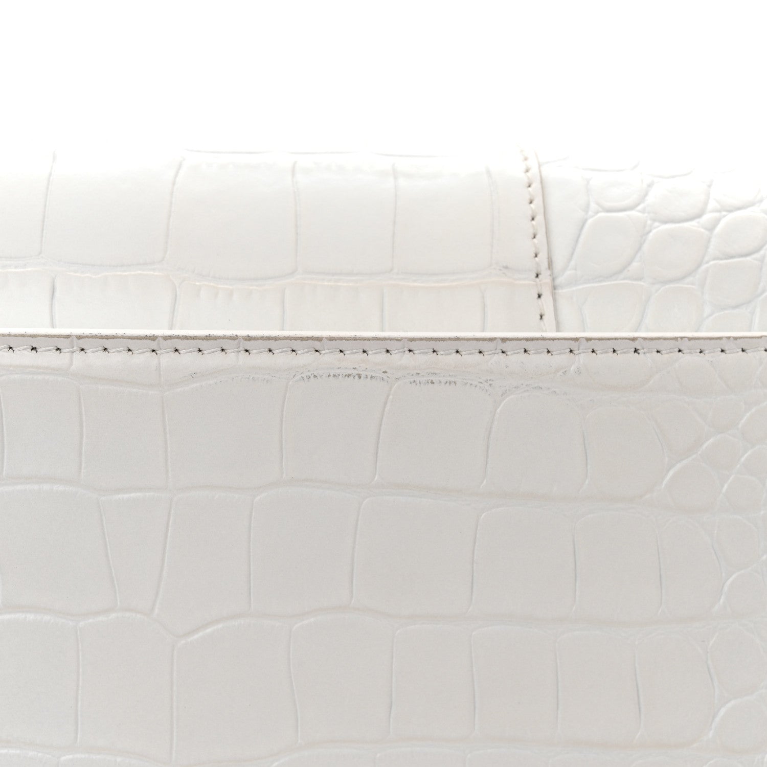 Balenciaga Shiny Calfskin Crocodile Embossed Small Hourglass Sling Shoulder Bag White 12 of 13