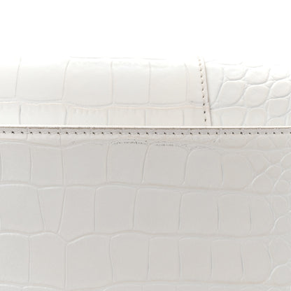 Balenciaga Shiny Calfskin Crocodile Embossed Small Hourglass Sling Shoulder Bag White 12 of 13