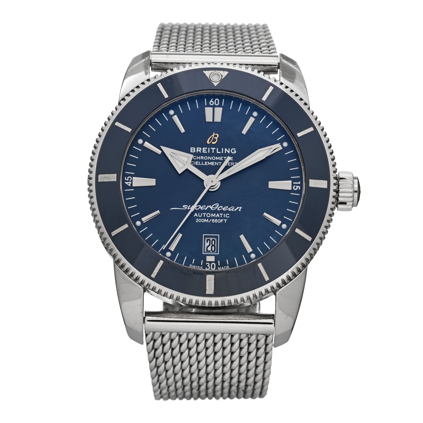 Stainless Steel 44mm Superocean Heritage II B20 Automatic Watch Blue AB2020