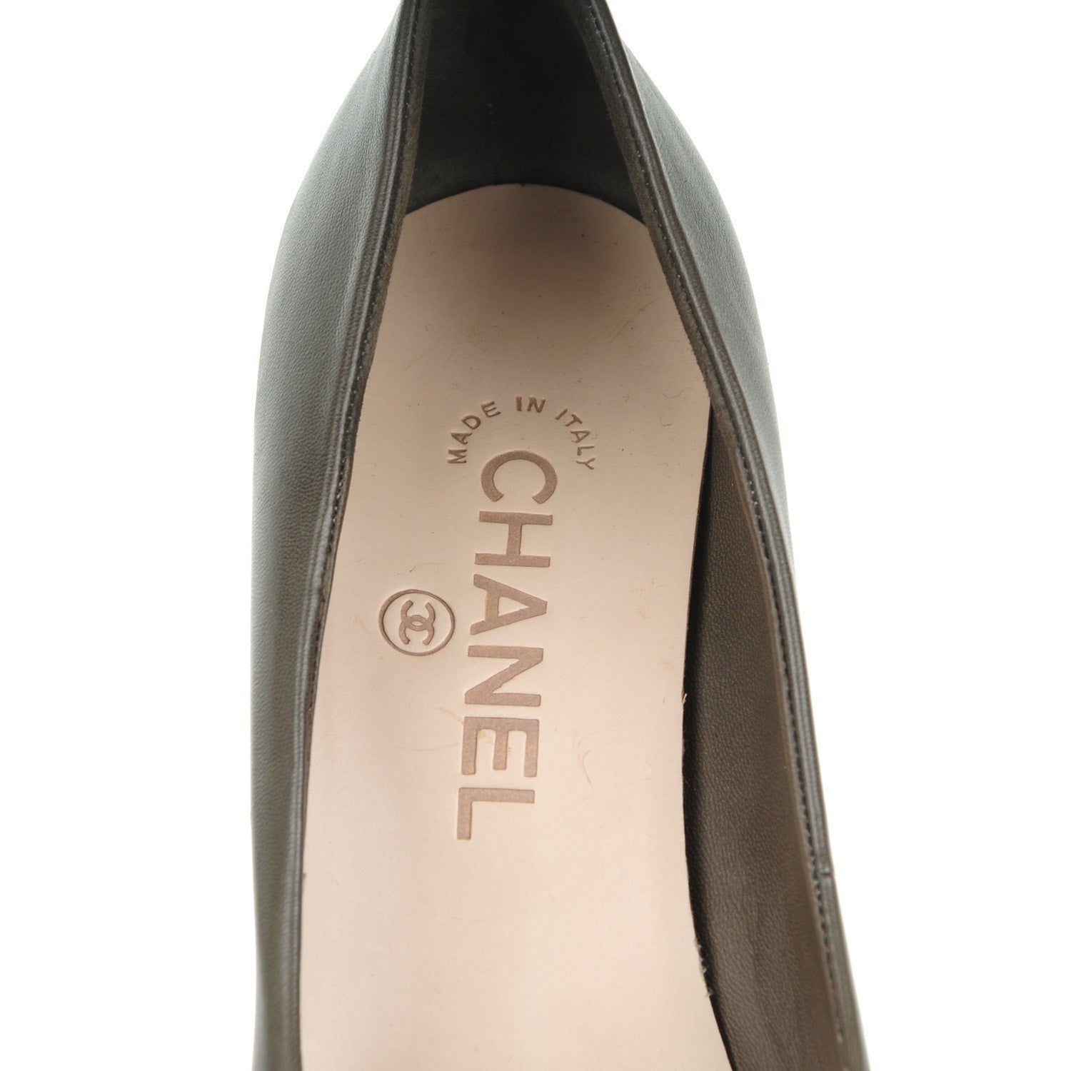 Chanel Lambskin Cap Toe Pumps 36.5 Grey Black 6 of 6