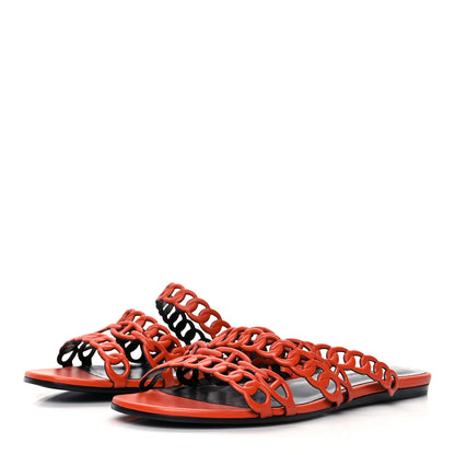 Hermes Nappa Nude Sandals 37.5 Orange Brulee 3 of 7