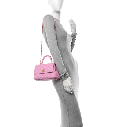 Chanel Caviar Quilted Mini Coco Chain Handle Flap Pink 2 of 10