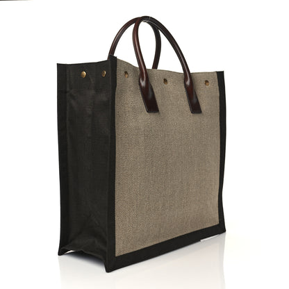 Saint Laurent Linen Calfskin Rive Gauche North South Tote Natural 3 of 10