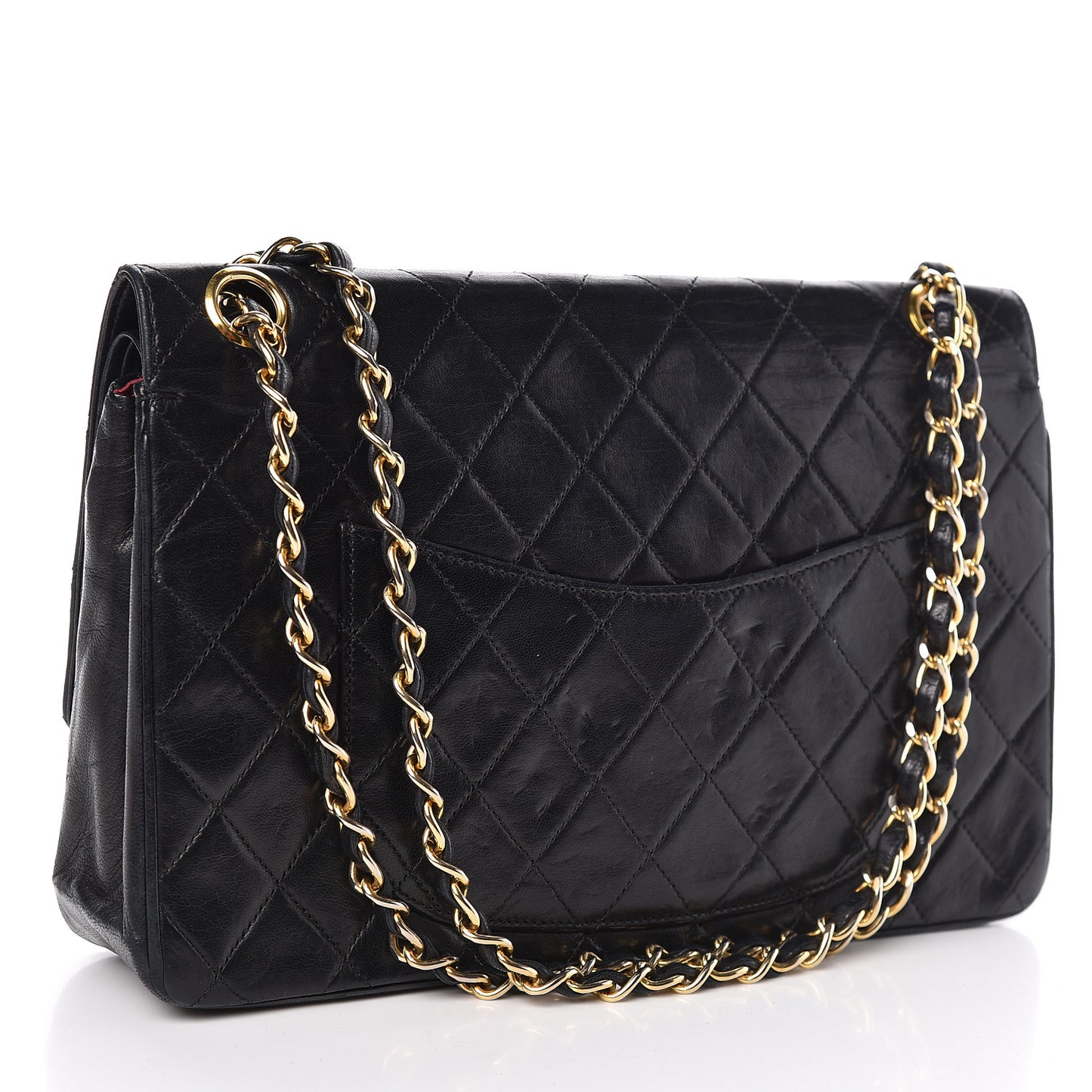 Lambskin Quilted Medium Double Flap Black