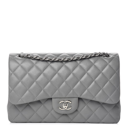Chanel Caviar Quilted Jumbo Double Flap Grey 1 of 12