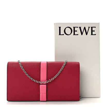 Loewe Grained Calfskin Anagram Wallet on Chain Raspberry Wild Rose 12 of 12