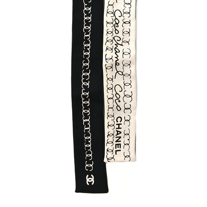 Chanel Silk CC Bandeau Scarf Black White 2 of 3