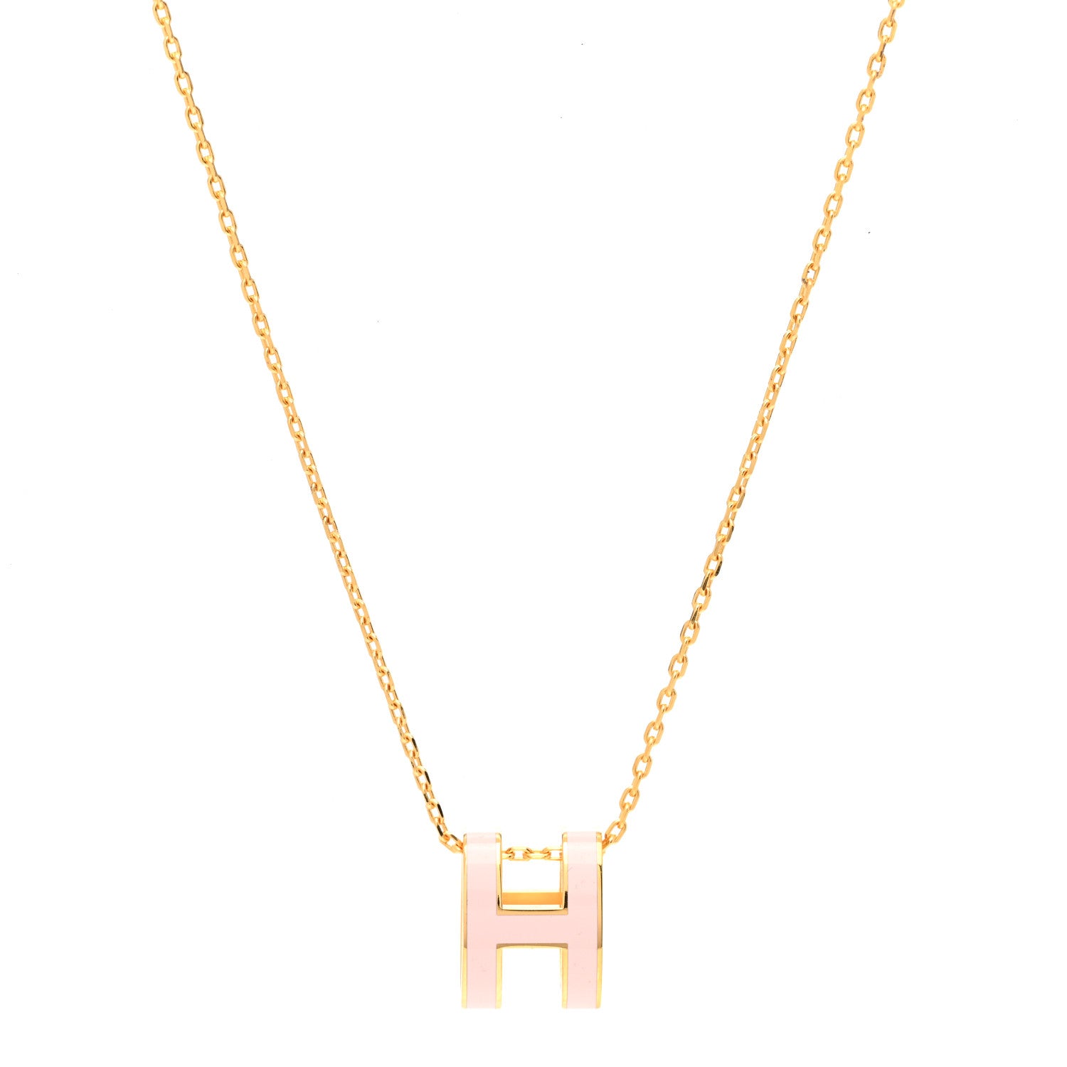 Hermes Lacquered Rose Gold Pop H Pendant Necklace Rose Dragee 1 of 6